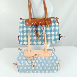 2X Dooney & Bourke Tassel Light Blue Canvas Purse
